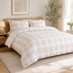 Housse de couette 240 x 220 cm Flanelle de coton HECTOR &ndash; Beige