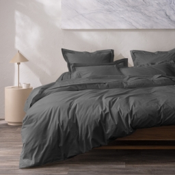 Housse de couette 240 x 220 cm Grand H&ocirc;tel Signature Ardoise  &mdash; Percale de coton peign&eacute; 80 fils/cm&sup2;