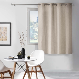 Rideau &agrave; &oelig;illets occultant 135 x 180 cm CHIN&Eacute;A Lin &ndash; Chambray uni &ndash; Petite hauteur
