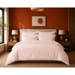 Housse de couette Prestige 260 x 240 cm Rose Blush &ndash; Satin de coton peign&eacute; 120 fils/cm&sup2;