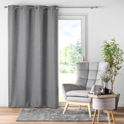 Rideau &agrave; &oelig;illets &ndash; 140 x 260 cm &ndash; chambray uni Newton - Anthracite