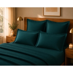 Lot de 4 Taies d'Oreiller 100% Coton 57 Fils/cm&sup2; &ndash; 2 Taies 63 x 63 cm + 2 Taies 50 x 70 cm Emeraude