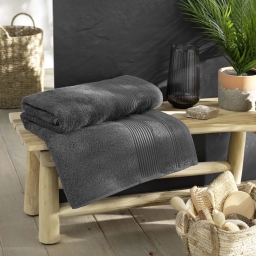 Drap de bain 90 x 150 cm &ndash; Coton &eacute;ponge uni Tendresse Anthracite &ndash; 500 g/m&sup2;