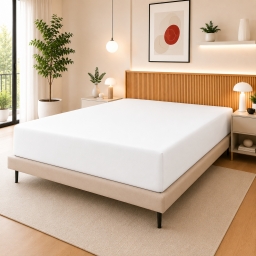 Drap Housse 140 x 190 cm Blanc &ndash; 100% Coton 57 Fils/cm&sup2; &ndash; Bonnet 30 cm