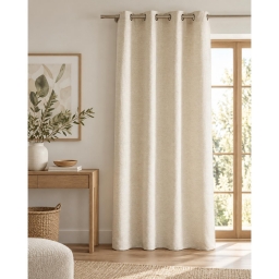 Rideau ATLAS Sable 140 x 240 cm &ndash; Jacquard fils teints &ndash; 8 &oelig;illets &ndash; 460 g/m&sup2;