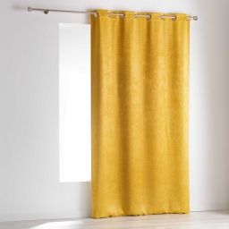 Rideau &agrave; &oelig;illets &ndash; 140 x 240 cm &ndash; occultant &ndash; velours frapp&eacute; Opacia &ndash; jaune