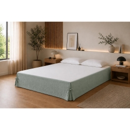 Cache-sommier 140 x 190 cm Double Gaze de Coton GA&Iuml;A Eucalyptus &ndash; Qualit&eacute; Haut de Gamme