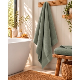 Drap de bain Softy 100 x 150 cm &ndash; &Eacute;ponge Zero Twist 100% coton peign&eacute; 600 g/m&sup2; &ndash; Romarin