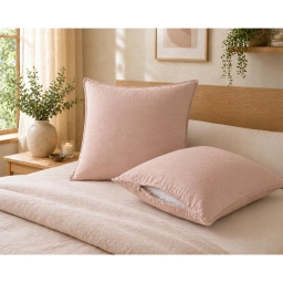 Lot de 2 taies d&rsquo;oreiller 63 x 63 cm Lyocell uni &ndash; LYSANDRE Blush