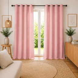 Lot de 2 Rideaux 100% Coton Pr&eacute;lav&eacute; 140 x 260 cm &ndash; KALA Pivoine