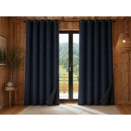 Lot de 2 Rideaux 140 x 240 cm &ndash; Blackout total & Thermique &ndash; Double polaire &ndash; Marine