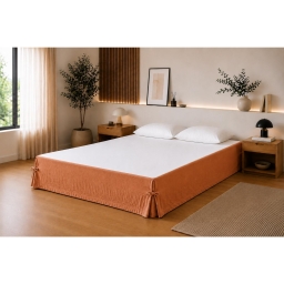 Cache-sommier 140 x 190 cm Double Gaze de Coton GA&Iuml;A Abricot &ndash; Qualit&eacute; Haut de Gamme