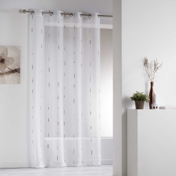 Voilage &agrave; &oelig;illets 140 x 260 cm voile sabl&eacute; fils chenille Chenilla &ndash; Naturel