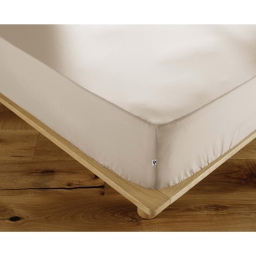 Drap-Housse 180 x 200 cm Percale de Coton 120 Fils Unie PERRINE &ndash; Pampa