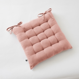 Assise Matelass&eacute;e 40 x 40 cm &ndash; Gaze de Coton &ndash; Rose P&ecirc;che &ndash; Matelassage 16 Points
