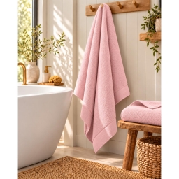 Drap de bain Softy 100 x 150 cm &ndash; &Eacute;ponge Zero Twist 100% coton peign&eacute; 600 g/m&sup2; &ndash; Bonbon