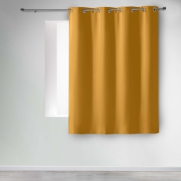 Rideau occultant &agrave; &oelig;illets 135 x 180 cm &ndash; Uni Curry &ndash; Petite hauteur