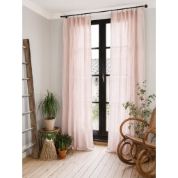 Lot de 2 Rideaux Gaze de Coton Guimauve 140x300 cm Ajustables &ndash; 8 Anneaux Pinces Inclus &ndash; Rideaux Tamisants Haut de Gamme