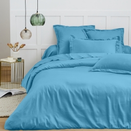 Housse de couette 240 x 220 cm &ndash; 100% Coton 57 fils/cm&sup2; &ndash; Qualit&eacute; Sup&eacute;rieure &ndash; Cyan