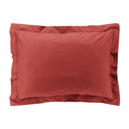 Taie d&rsquo;oreiller volant plat &ndash; 50 x 70 cm &ndash; percale unie 78 fils &ndash; point bourdon &ndash; Terracotta