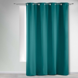 Rideau &agrave; &oelig;illets 135 x 280 cm occultant uni Bleu paon &ndash; grande hauteur