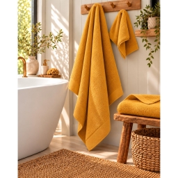 Drap de bain Softy 100 x 150 cm &ndash; &Eacute;ponge Zero Twist 100% coton peign&eacute; 600 g/m&sup2; &ndash; Ocre