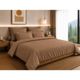 Housse de Couette 260 x 240 cm &ndash; 100% Coton 57 Fils/cm&sup2; &ndash; Taupe
