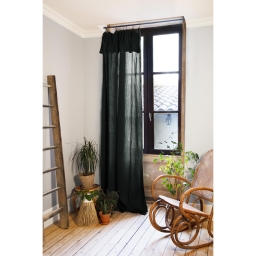 Rideau ajustable + 8 anneaux &agrave; pince 140 x 300 cm Gaze de coton GA&Iuml;A &ndash; Sapin