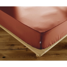 Drap-Housse 140 x 190 cm Percale de Coton 120 Fils Unie PERRINE &ndash; Tomette