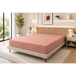 Drap Housse 140 x 190 cm Vieux Rose &ndash; 100% Coton 57 Fils/cm&sup2;