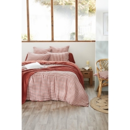 Housse de couette réversible 140 x 200 cm – Gaze de coton tissée teintée – VICKIE Terracotta