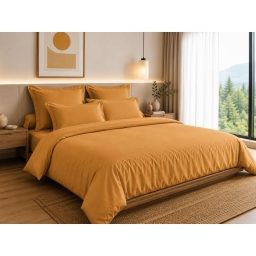 Housse de Couette 260 x 240 cm &ndash; 100% Coton 57 Fils/cm&sup2; &ndash; Miel