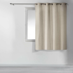 Rideau occultant &agrave; &oelig;illets 135 x 180 cm chambray uni Chin&eacute;a Beige &ndash; petite hauteur