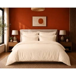 Housse de couette Prestige 260 x 240 cm Cr&egrave;me &ndash; Satin de coton peign&eacute; 120 fils/cm&sup2;