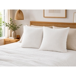 Lot de 2 Taies d&rsquo;Oreiller 60 x 60 cm &ndash; Double Gaze de Coton &ndash; GA&Iuml;A Blanc
