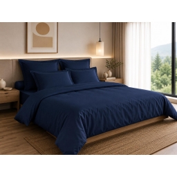 Housse de Couette 260 x 240 cm &ndash; 100% Coton 57 Fils/cm&sup2; &ndash; Bleu Nuit