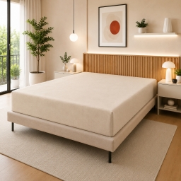 Drap Housse 140 x 190 cm Sable &ndash; 100% Coton 57 Fils/cm&sup2; &ndash; Bonnet 30 cm