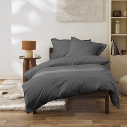 Housse de couette 140 x 200 cm Grand H&ocirc;tel Ardoise &mdash; Percale de coton peign&eacute; 80 fils/cm&sup2;