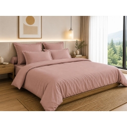 Housse de Couette 260 x 240 cm &ndash; 100% Coton 57 Fils/cm&sup2; &ndash; Vieux Rose