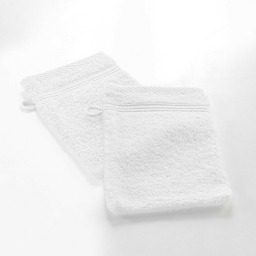 2 gants de toilette 15 x 21 cm eponge unie tendresse Blanc