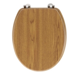 Abattant wc charnieres metal 37.5 x 46 cm mdf effet bois strata Chene