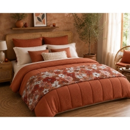 Bout de Lit 90 x 200 cm Double Gaze de Coton 125 g/m&sup2; Alba Imprim&eacute; Floral