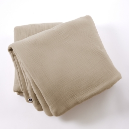 Bout de lit 90 x 220 cm Quadruple Gaze de Coton Matelass&eacute; BELLA Ficelle