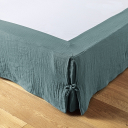 Cache-sommier gaze de coton 140 x 190 cm Gaia Bleu canard