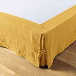 Cache-sommier gaze de coton 140 x 190 cm Gaia Jaune safran
