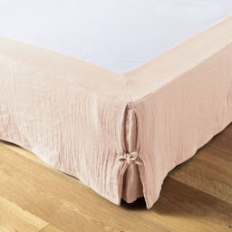 Cache-sommier gaze de coton 140 x 190 cm Gaia Rose clair