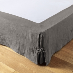 Cache-sommier gaze de coton 160 x 200 cm Gaia Anthracite