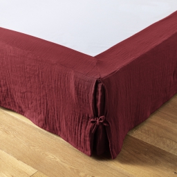 Cache-sommier gaze de coton 160 x 200 cm Gaia Bordeaux
