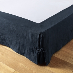 Cache-sommier gaze de coton 180 x 200 cm Gaia Bleu