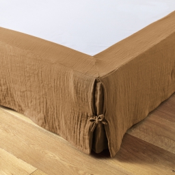 Cache-sommier gaze de coton 180 x 200 cm gaia camel Marron
